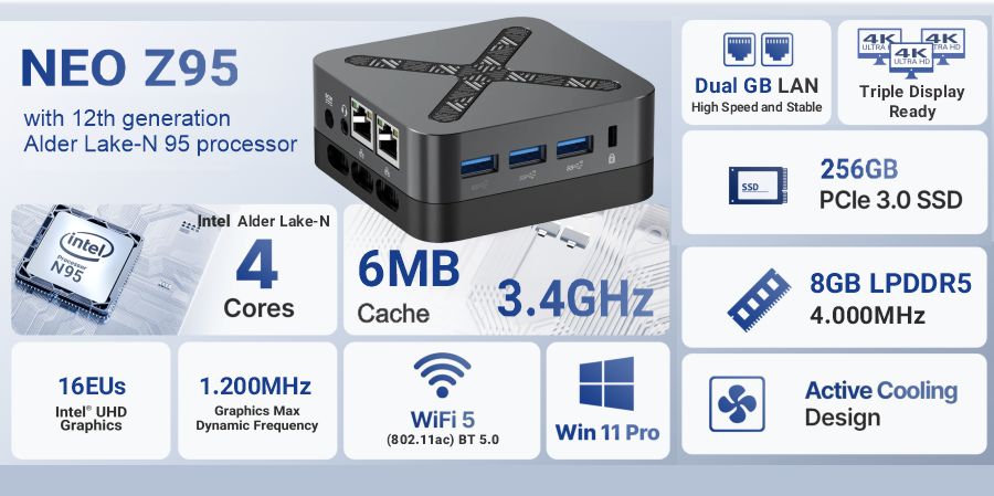 MINIX NEO Z95  Mini PC / 256GB SSD, 8GB DDR5 RAM