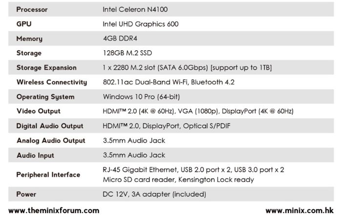 MiniX NEO G41V-4 Max Mini-PC mit Windows 10 Pro