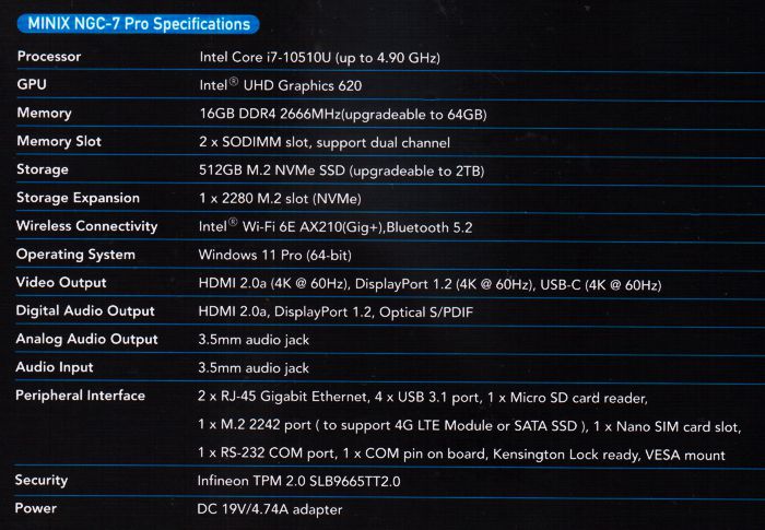 MiniX NGC-7 PRO Mini-PC mit Windows 11 Pro