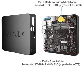 MINIX NGC-5 Pro / Intel Core i5-10210U Mini PC, 256GB SSD, 8GB RAM, Win11 Pro, Triple Display Ports