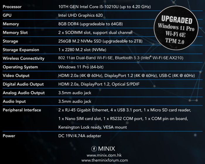 MiniX NGC-5 PRO Mini-PC mit Windows 11 Pro