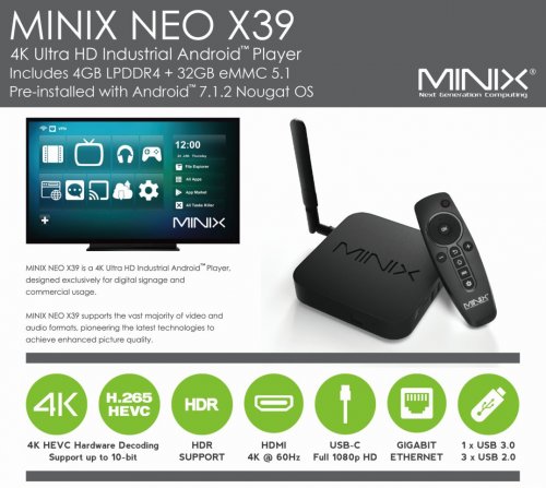 MiniX X39 Android 7 Player specs