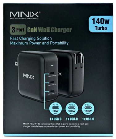 MINIX NEO P140, 140W Turbo 3-Port USB-C GaN Ladegerät